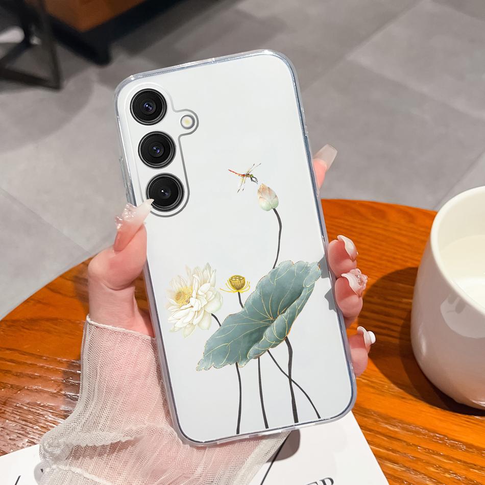 Case For Samsung Galaxy S25 FE Plus Ultra Clear Painted Flowers Back Cover For Samsung S 25 Ultra Soft Shockproof Phone Cases