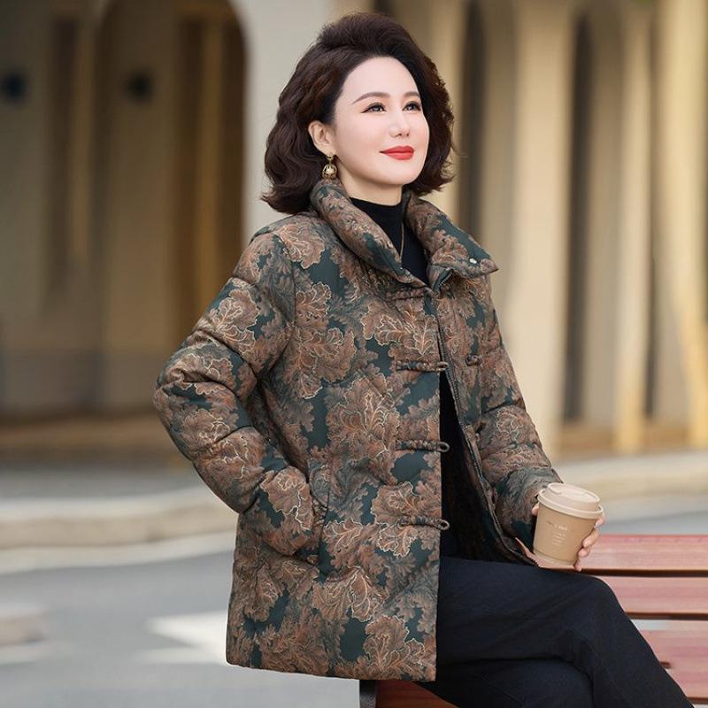 

Mom s Thickened Cotton Padded Winter Jacket with Stand Collar for Women and Grandmas XL изумрудный/зелёный