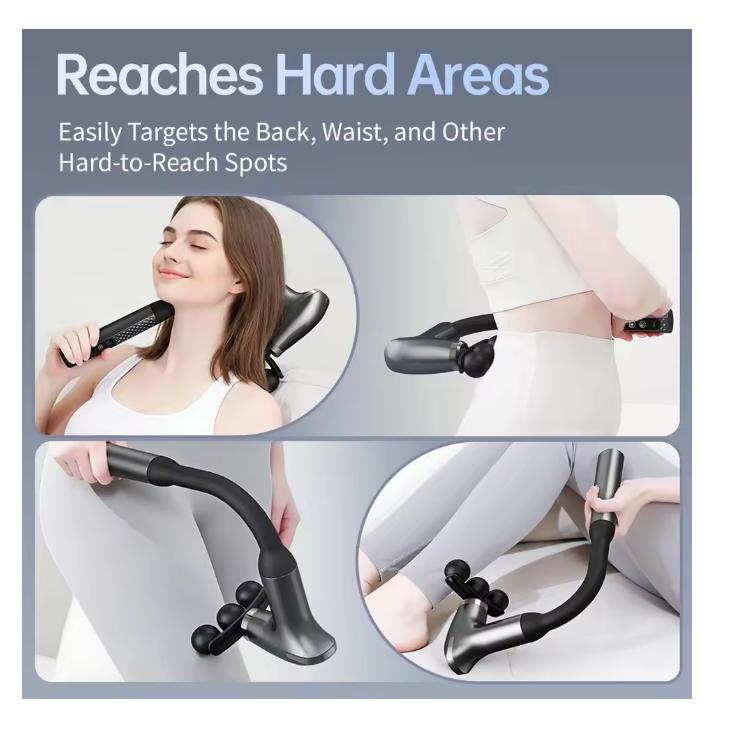 2026 Smart Electric Fascia Gun Rechargeable Handle Bent Long Handle Muscle Relaxation Massager Home Back Muscle Christmas Gift