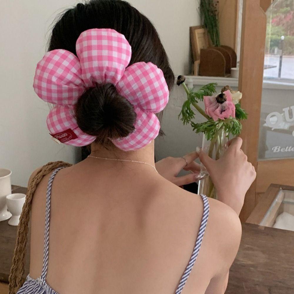 Sweet Flower Hair Scrunchies Cloth Oversized Hair Tie Trendy Exaggerated Hair Ring  Women