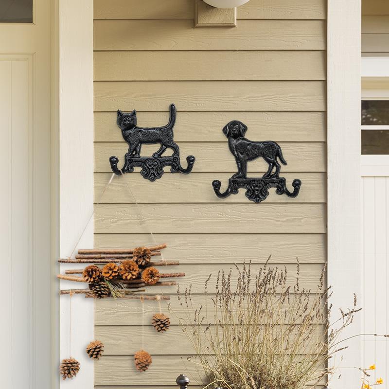 WTEMPO Simple Retro Cat/dog-shaped Hooks Creative Outdoor Courtyard Garden Wall Decoration Home Key Hooks Wall Hangings