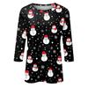 Women's Fashionable Casual Three Quarter Sleeve Christmas Printed Collar Pullover Top