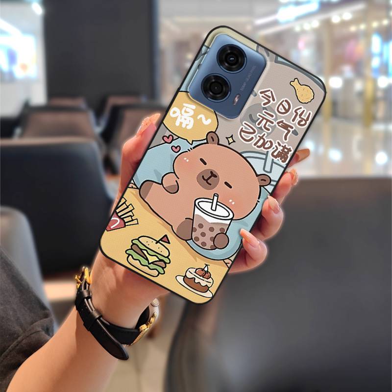 Phone Pouch Couple Phone Case For MOTO G24 Power TPU Soft Case Shockproof Durable Waterproof Cartoon Cute Protective