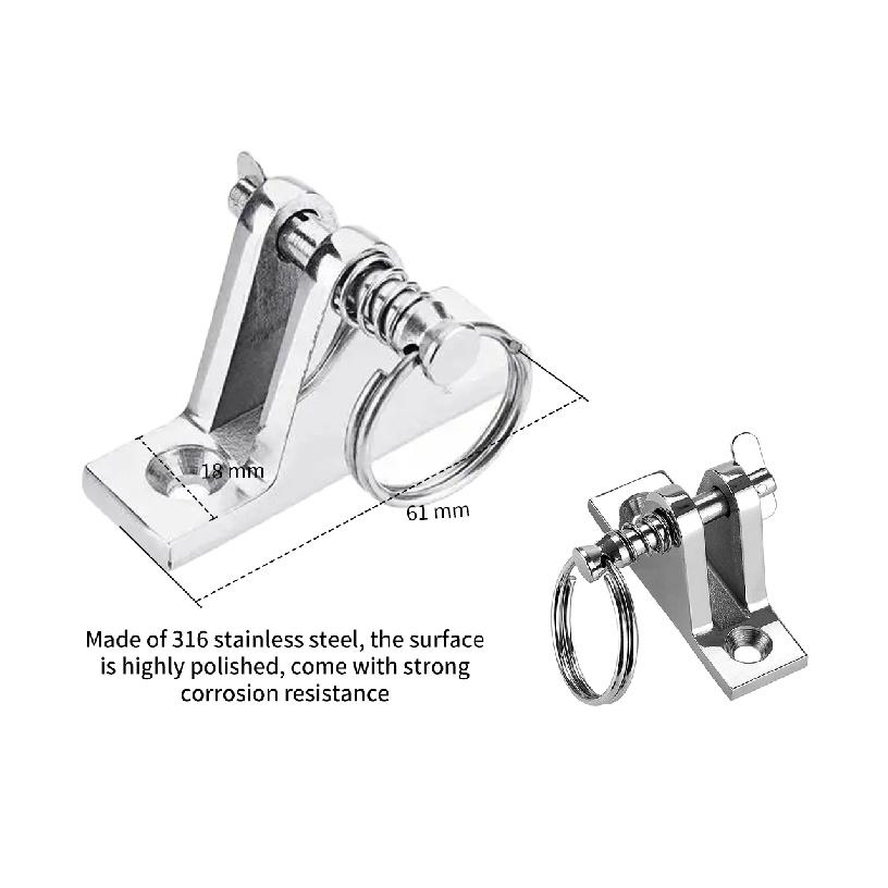 90° Boat Deck Hinge with Quick Release Pin and Ring 316 Stainless Steel Bimini Top Fitting Boat Hinge Mount Marine Accessories 7