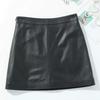 Plus Size High Waist Black Faux Leather A-line Mini Skirt for Women - Hip-Hugging Slim Fit for Spring and Autumn