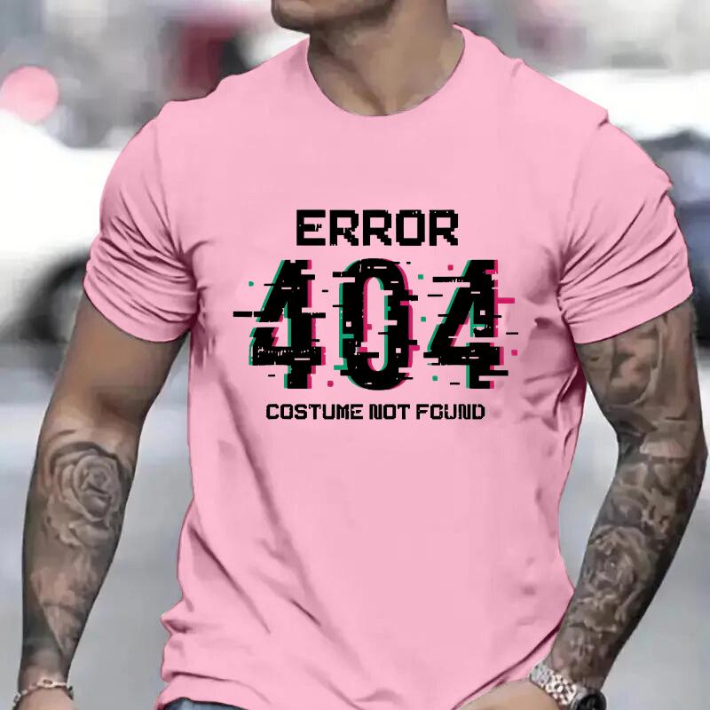 Men T Shirts Funny Letters Design Error 404 Motivation Not Found Print Graphic Summer O-neck Short Sleeve Top Tees Tshirt Gifts