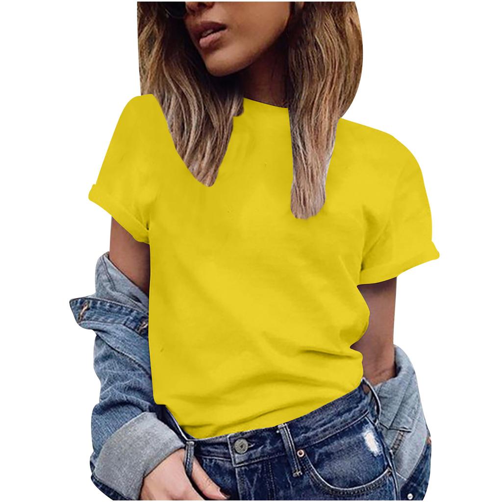 Fashion Casual Women Short Sleeve Solid  Tops Ladies Tee T-Shirt