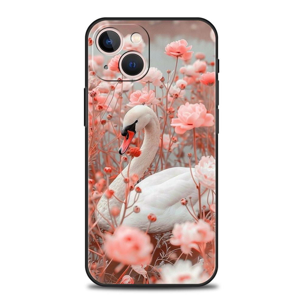 Elegant White Swan Design Phone Case Cover for iPhone 17 16 15 14 13 12 Pro Max 11 Pro Max 17 AIR Shockproof Soft TPU Shell Bags