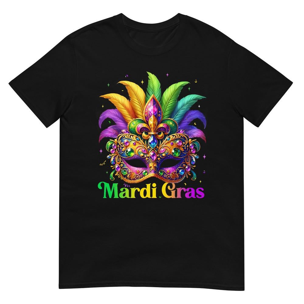 

Mardi Gras Shirts For Women Girls Kids Mask Feather Party T-Shirt M