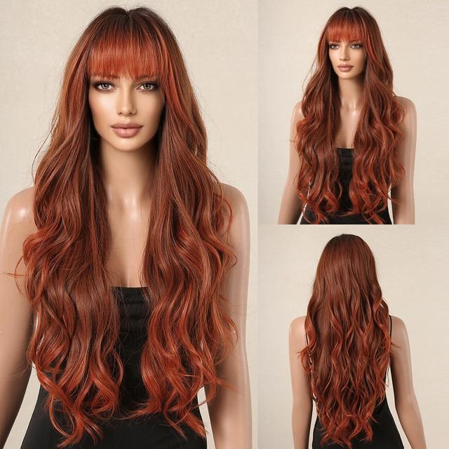 Ροζ μακριά κυματιστή συνθετική περούκα με κτυπήματα Halloween Lolita μαλλιά για λευκές γυναίκες Πολύχρωμη Cosplay φυσική περούκα ανθεκτική στη θερμότητα ίνα