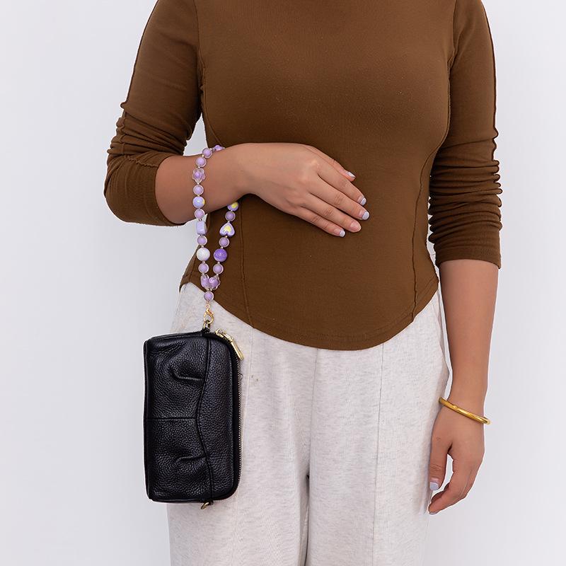 DIY 40cm Acrylic Bead-in-Bead Heart Bag Chain with Multi-color Options