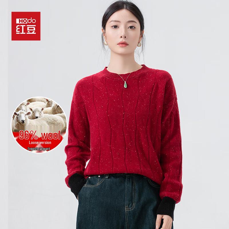 

Women s Loose Fit Jacquard Lambswool Knit Sweater One Size