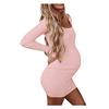 Women Pregnant Maternity Long Sleeve High Elastic Soft Dress
