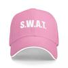 SWAT Logo Baseballkappe Schwarz und Weiß Verstellbare Mütze für Unisex und Damen Taktischer Stil Streetwear Accessoire