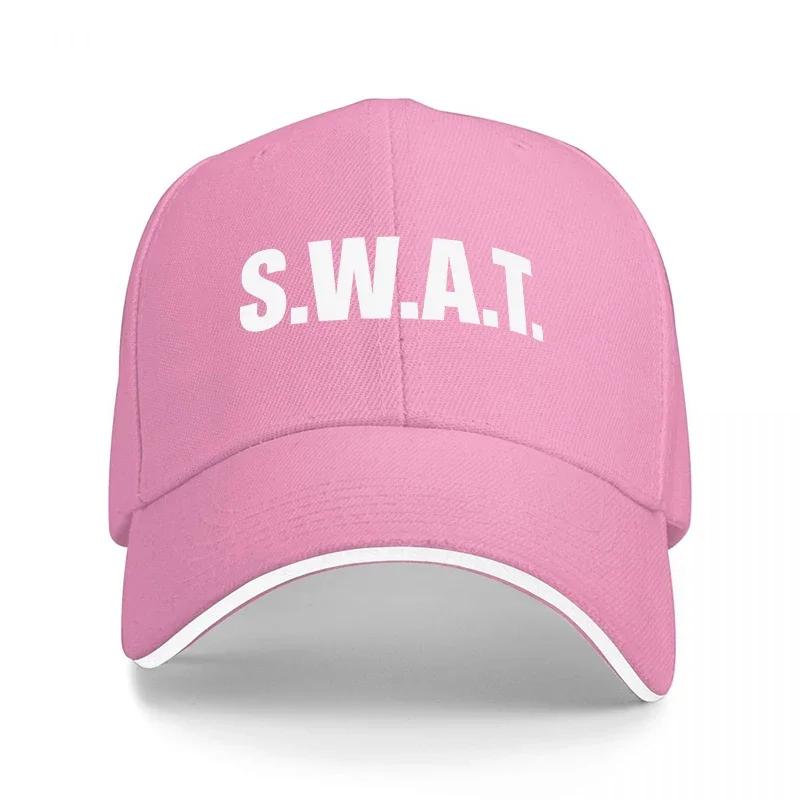 SWAT Logo Baseballkappe Schwarz und Weiß Verstellbare Mütze für Unisex und Damen Taktischer Stil Streetwear Accessoire