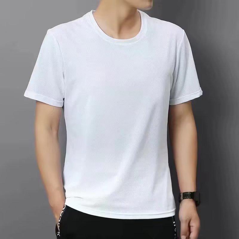 

Men’s Trendy Quick-Dry Mesh Crew Neck T-Shirt - Summer Ice Silk Short Sleeve, Loose Fit. L for 45-57.5 kg