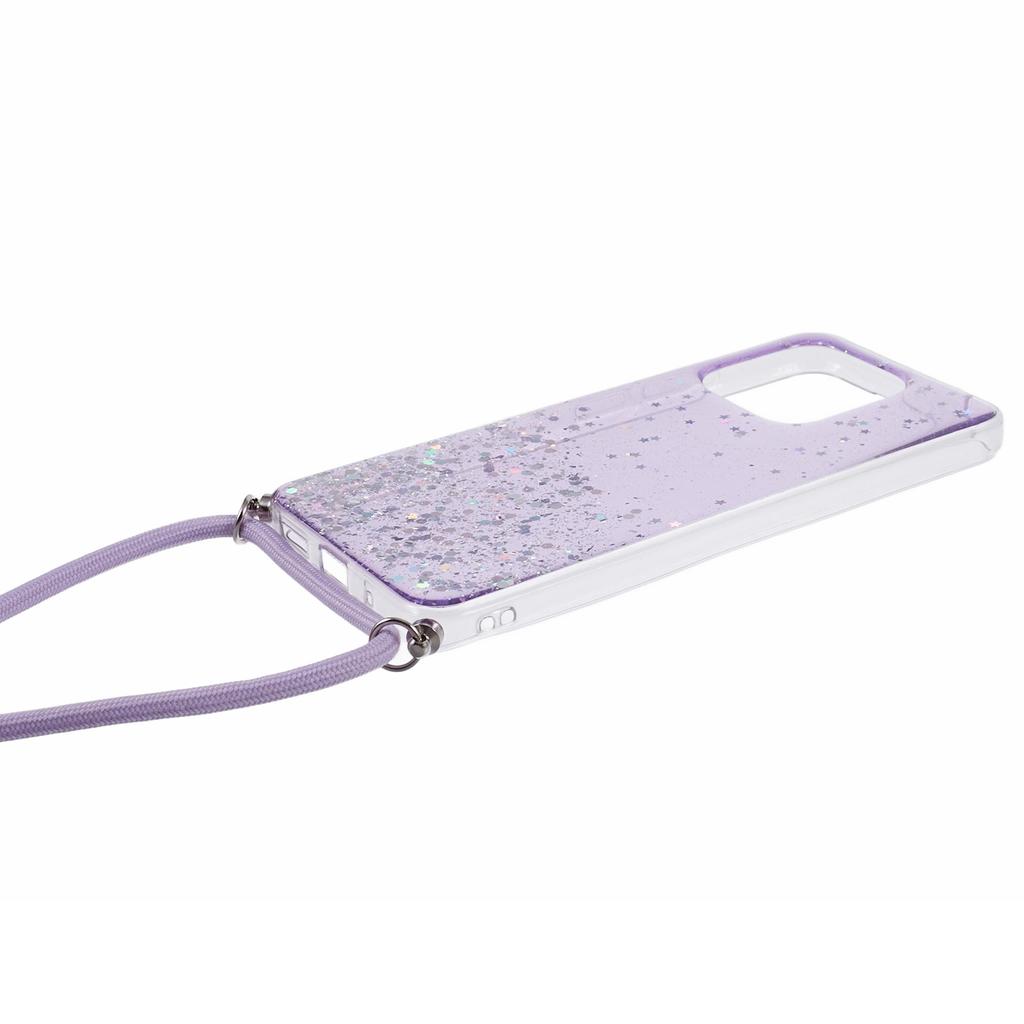 AW Series Anti-Drop TPU Case for Xiaomi Redmi 12C 4G Case Sparkle Epoxy Phone Shell with Lanyard