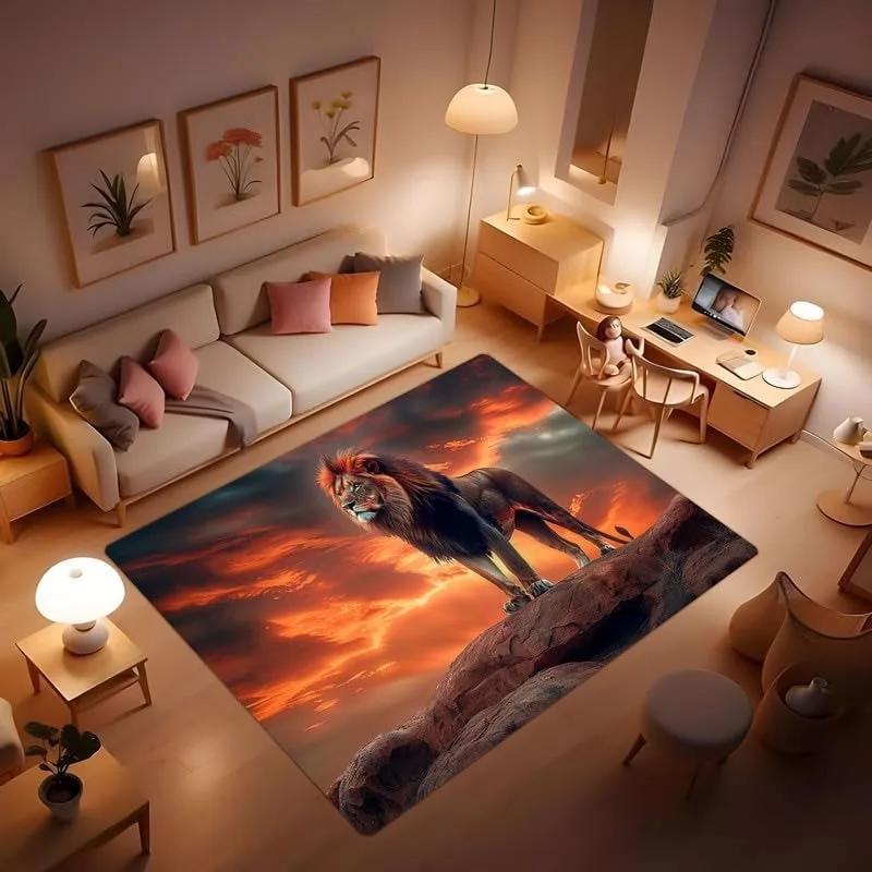 Anime Lion and Tiger Carpet Rugs for Bedroom Carpets for Living Room Anti Slip Floor Mat Washroom Floor Mat Anime Rug