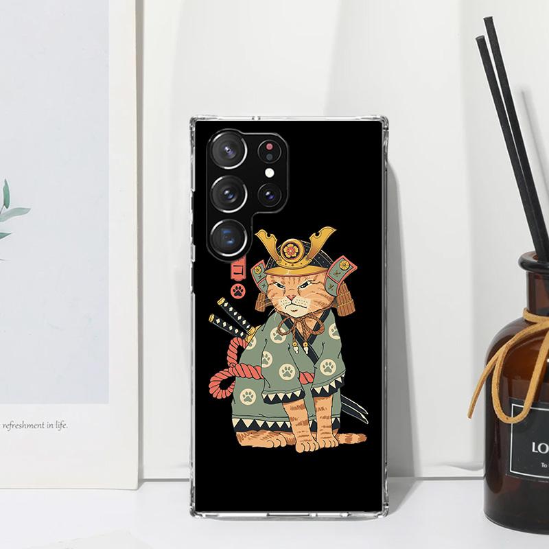 Ramen Sushi Samurai Tattoo Cat Phone Case For Samsung Galaxy S26 S25 Edge S24 FE S23 S22 Ultra S21 Plus S20 + Art Fundas Back Co