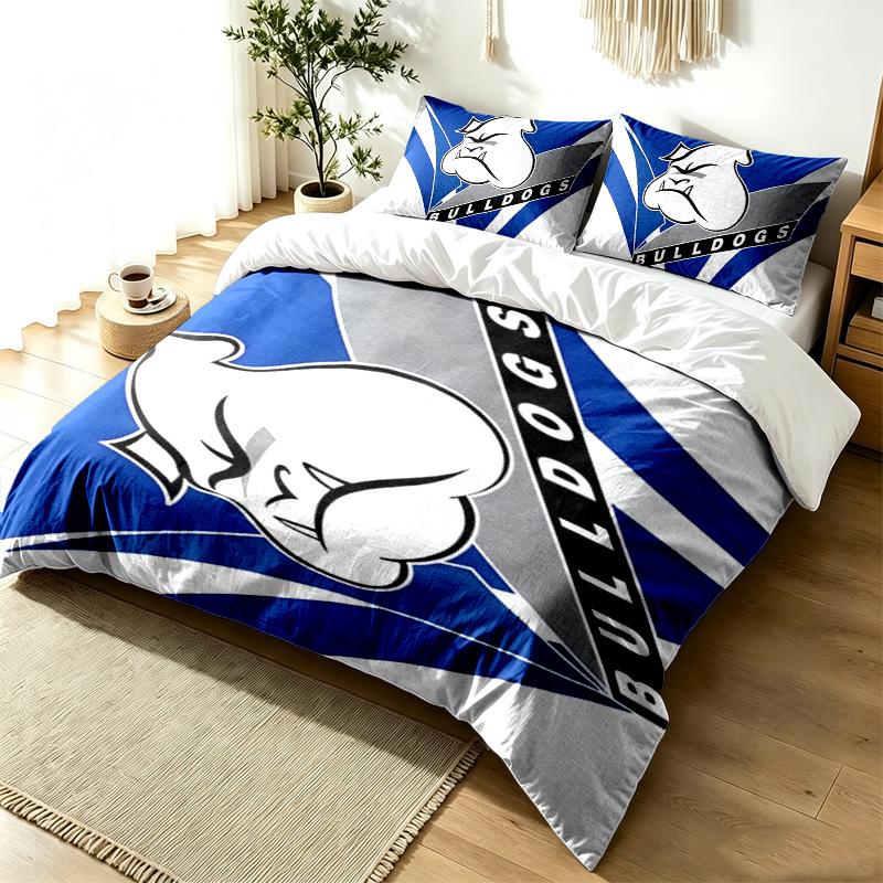 Canterbury Bulldogs 3pc Duvet Cover Set Simple Modern Bedding Set Wrinkle Resistant Soft Fabric All Season Use a perfect gift