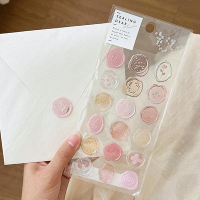 Imitation Fire Seal Sticker Transparent Envelope Seal Sticker Hand Account DIY Printed Candy Paste