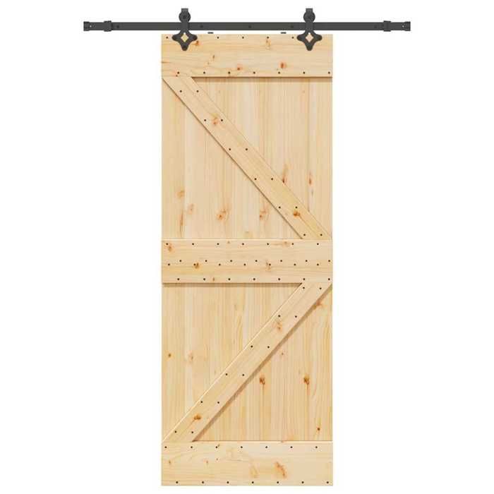 VidaXL Sliding Door and Hardware Kit 80x210 Cm Solid Pine 3332631