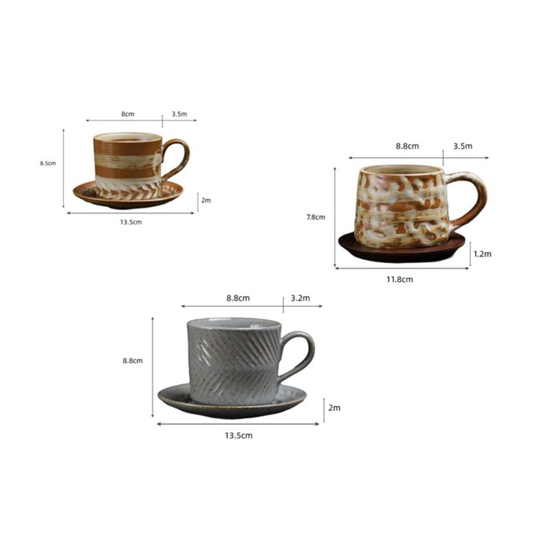 300ML European Ceramic Coffee Cup and Saucer Vintage Embossed Water Mug Creative Afternoon Camellia Tea Mug Home Breakfast Cup