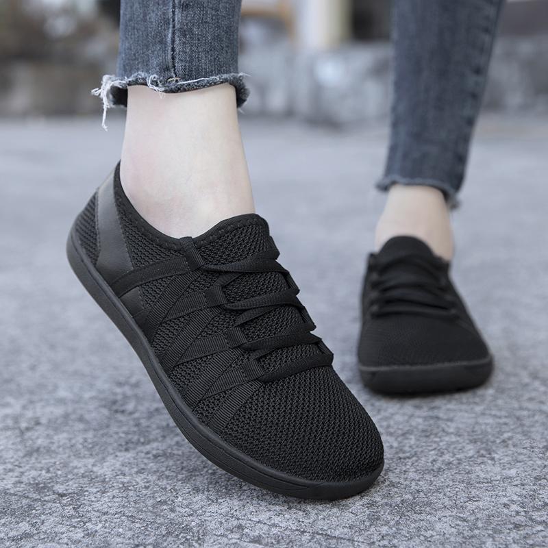 Wide Toe Barefoot Shoes for Women Unisex Minimalist Artificial Casual Sneakers Lightweight Adjustable Slip On Walking Shoe