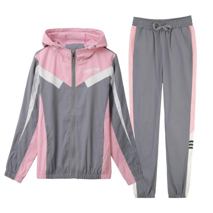 Womens Hooded Loose Comfort Two Piece Sports Suit Long Sleeve Fashion Set