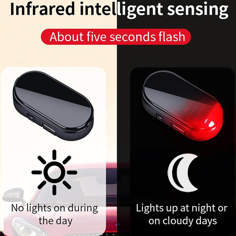 1 Piece Led Flashing Lights Car Fake Security Light Solar Powered Simulated Dummy Alarm Wireless Warning Anti-Theft Caution Lamp
