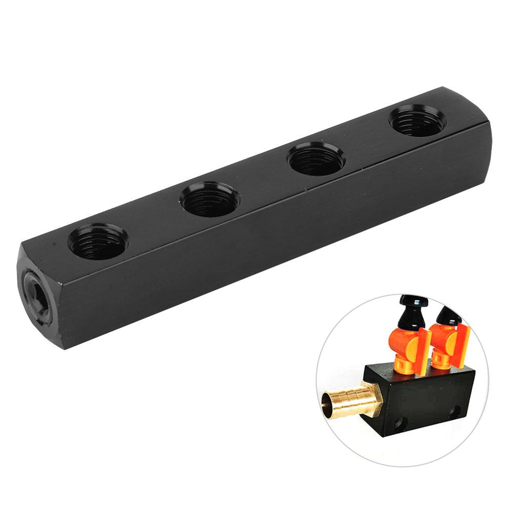 SUS304 Pneumatik-Luftschlauch Inline-Verteilerblock Verteiler 1/4 Zoll BSPP-Gewinde Schwarz 4-fach