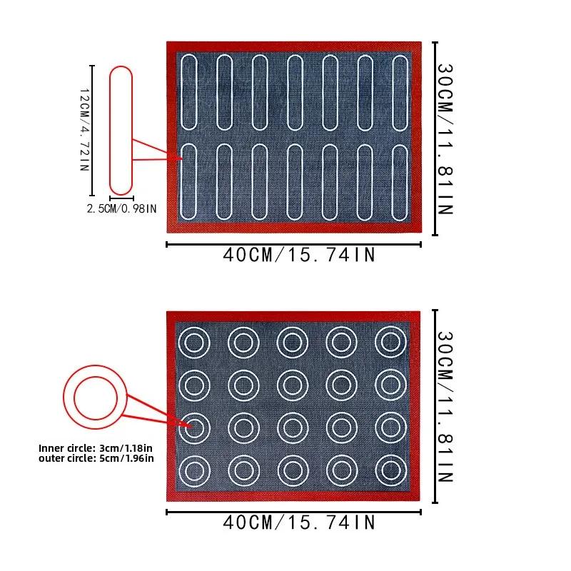 

1 Pcs Perforated Silicone Baking Mat with Eclair Puff Round Patterns Reusable Non-stick Oven Liner for Cookies Macaron Bread