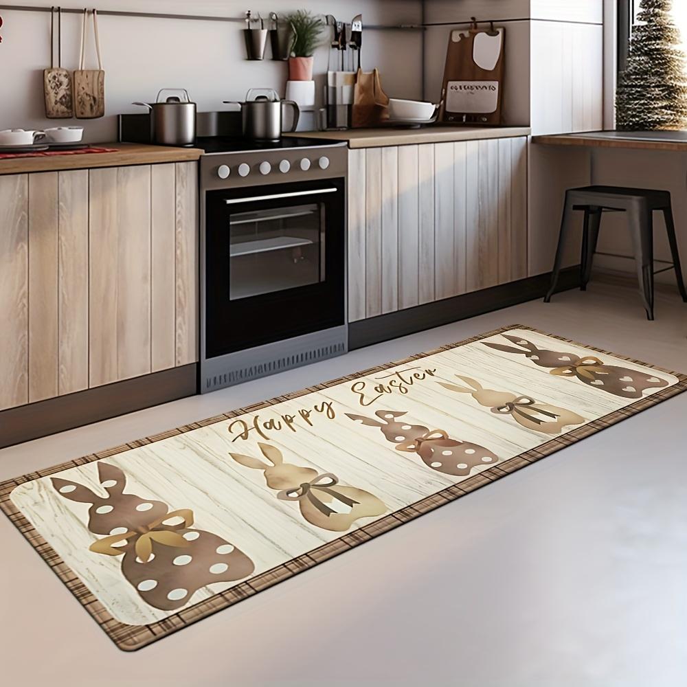 Cartoon Bunny Pattern Soft Kitchen Rug Anti-Fatigue Kitchen Rug Waterproof Non-Slip Rugs Set Runner Rug Bedside Rug Absorbent Carpet For Kitchen