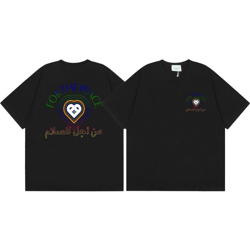 T-shirt Imprimé Casablanca Hommes Femmes Coupe Ample Manches Courtes Haut Décontracté