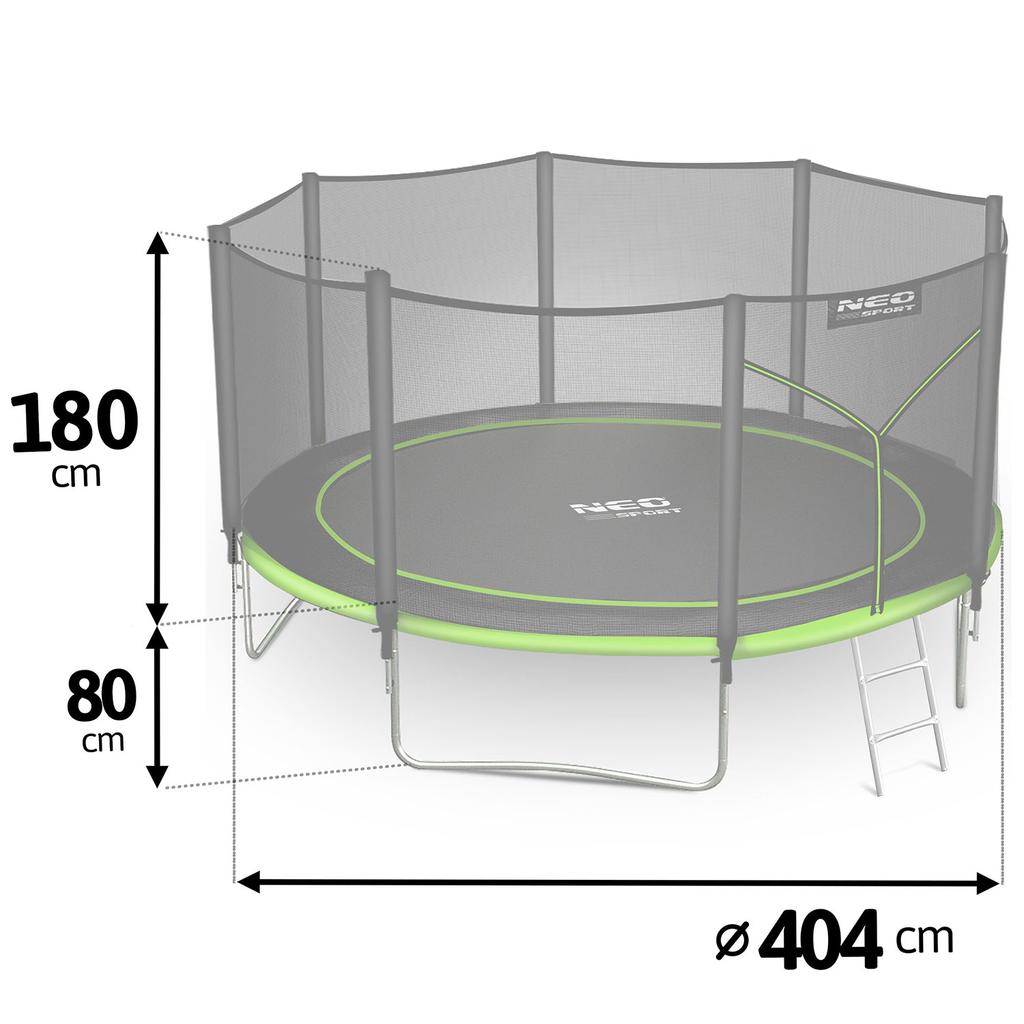 Trampolina Ogrodowa 13Ft/404Cm Z Siatką Zewnętrzną I Drabinką Neo-Sport