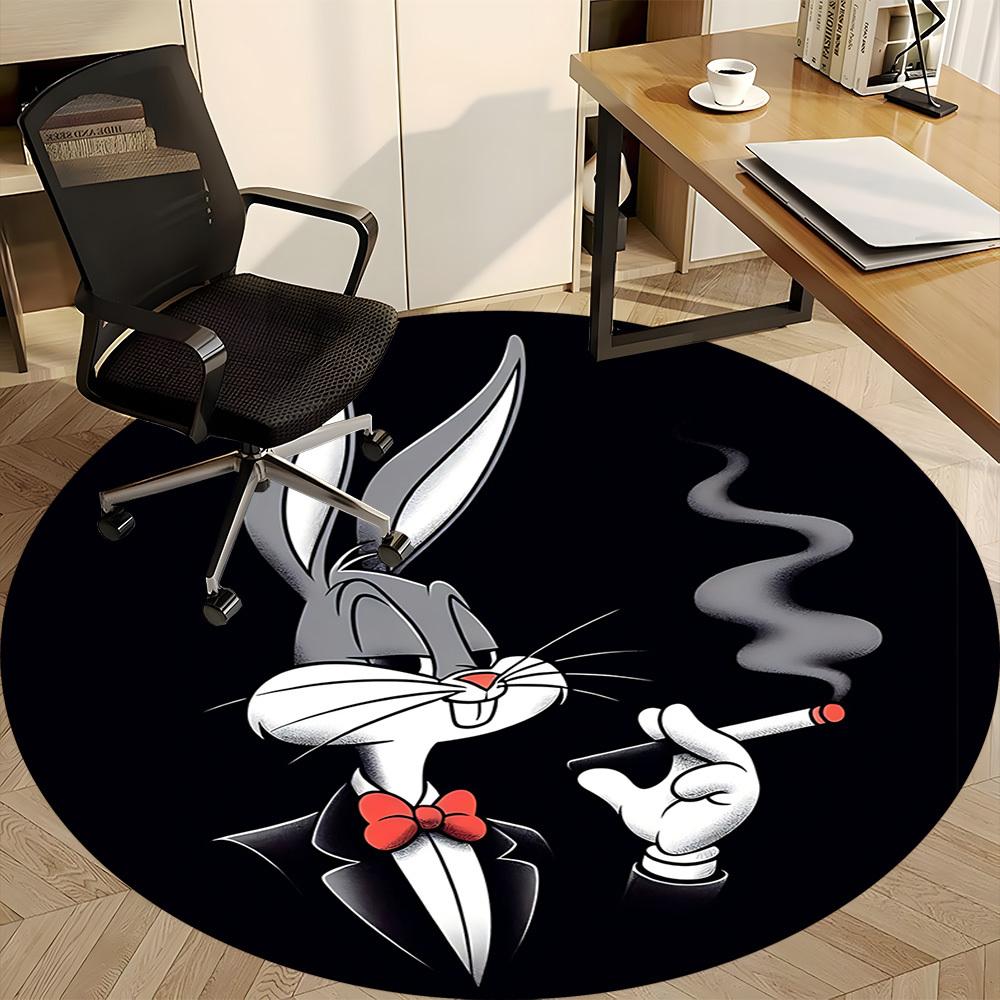 1pc Bugs Bunny Office Round Area Rug, Under Office Chairs Bedroom Living Room Home Decor, Room Deco, Available In Various Sizes