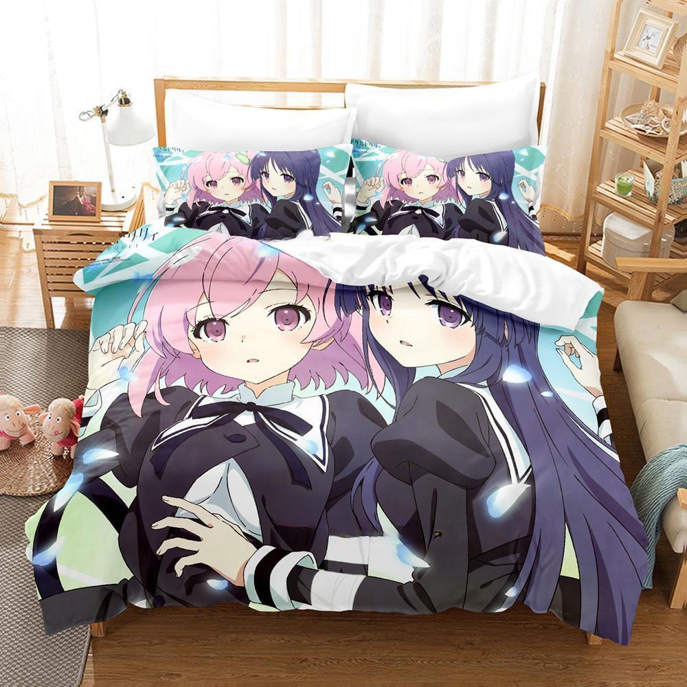 Assault Lily Bouquet Bedding Set Single Twin Full Queen King Size Bed Set Adult Kid Bedroom Duvet Cover Sets Anime Bed Sheet Set