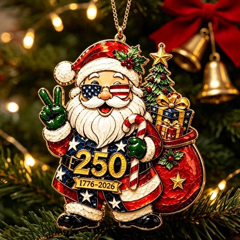 Acrylic 250th Anniversary Christmas Ornament with Hanging Chain for Christmas Tree, Wreath, Window and Office Decoration 87HA