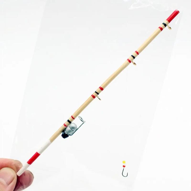 1Pc 17.5cm Mini Fishing Rod Model - Dollhouse Fishing Tool Micro Landscape Decorative Accessory for Life Scene