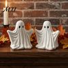 Halloween Ghost Decor Figurine, Spooky Cute Statue, Retro White Decorative Fireplace Accents Ornament for Home Tabletop Party Decorations Unique Gift