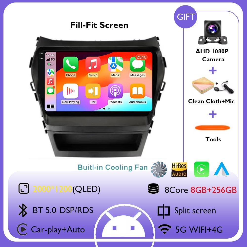 For Hyundai Santa Fe 3 2013 - 2016 Carplay Auto 4G+WIFI GPS Car Radio Navigation Multimedia Video Player Stereo BT Android 14