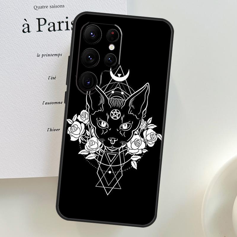 Moon Tarot Witch Cat Case For Samsung Galaxy S26 Ultra S25 S24 S23 S22 S21 S10 Plus S20 FE S25 Ultra Phone Cover