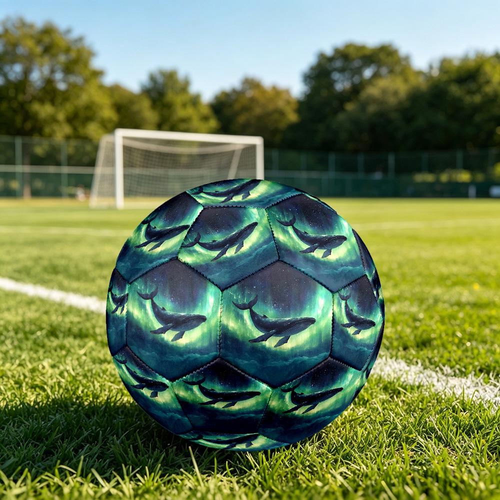 1pc Whale Aurora Size 5 Soccer Ball Professional Match Training Football Indoor &Outdoor Sports Ball Lightweight Durable C6535