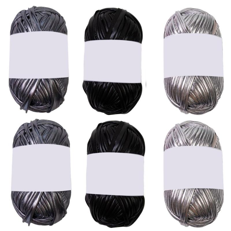 6 Pieces Crochet Yarn Metallic T-Shirt Yarn Fabric Cloth Knitting Yarn Polyester Yarn for Bag Cushion Knitting
