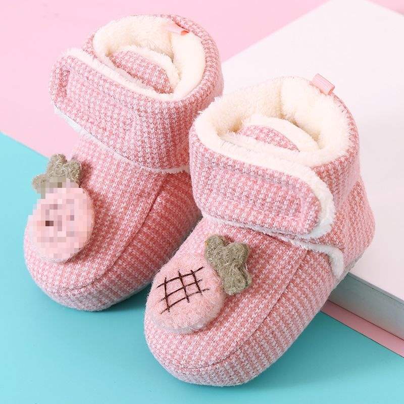 Herbst- und Winter-Babyschuhe weiche Sohle Samt warm rutschfest 0-3-6 Neugeborene 1 Jahr alter Junge und Mädchen Baby Kleinkind Baumwollschuhe