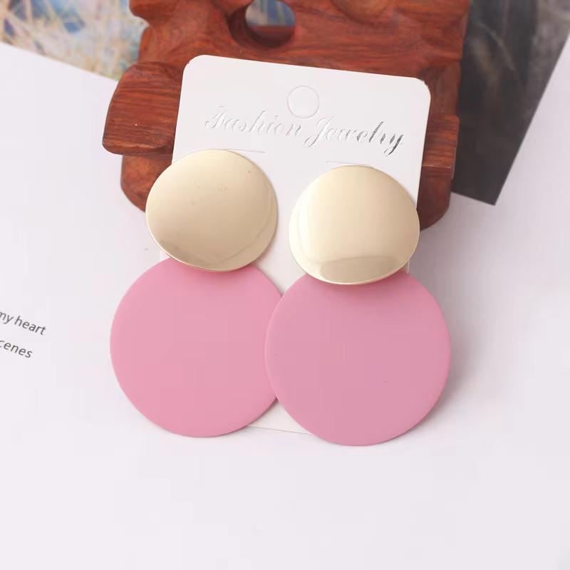 Pink Color Dangle Earrings for Women Korean Fashion Flower Long Hanging Earrings Butterfly Heart Pendants Twist Drop Earrings