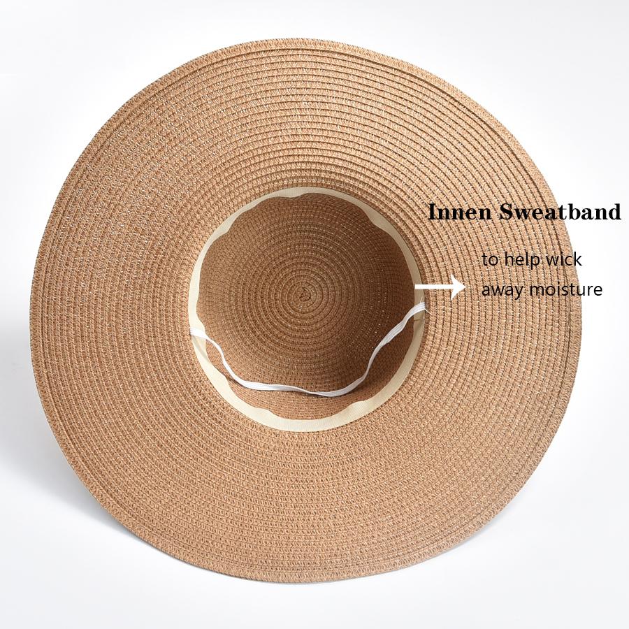 Summer Women Wide Brim Beach Sun Hat Simple Floppy Straw Hat Foldable Travel UV Protection Lady Cap