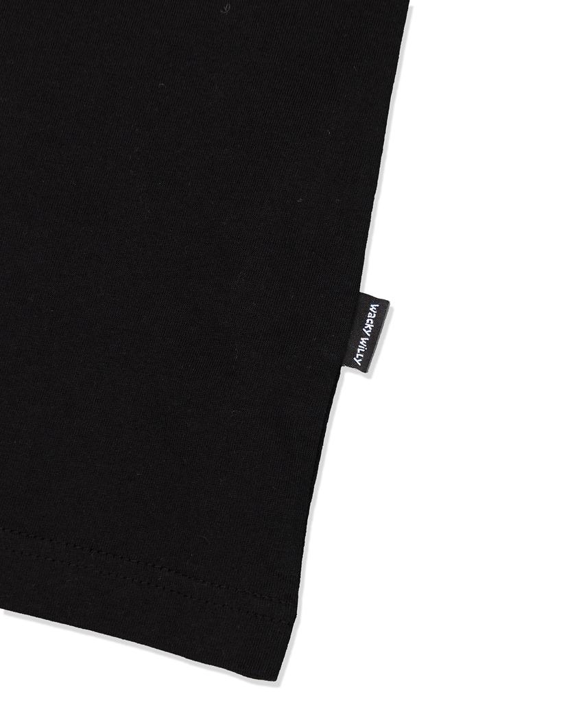 WACKY WILLY Signatur Kiki Aufnäher Kurzarm T-Shirt Schwarz