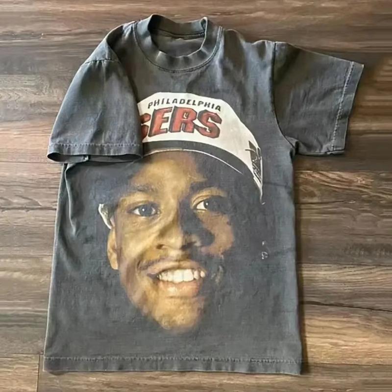 T-shirt z nadrukiem wzoru postaci z amerykańskiego hip-hopu, casualowy, modny, oversize, Harajuku, gotycki, retro, unisex, top Y2k