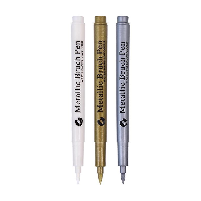Waterproof Metallic Marker Pen for Greeting Card Painting Signature - Gold and Silver High Gloss Water-Based Paint Pen.